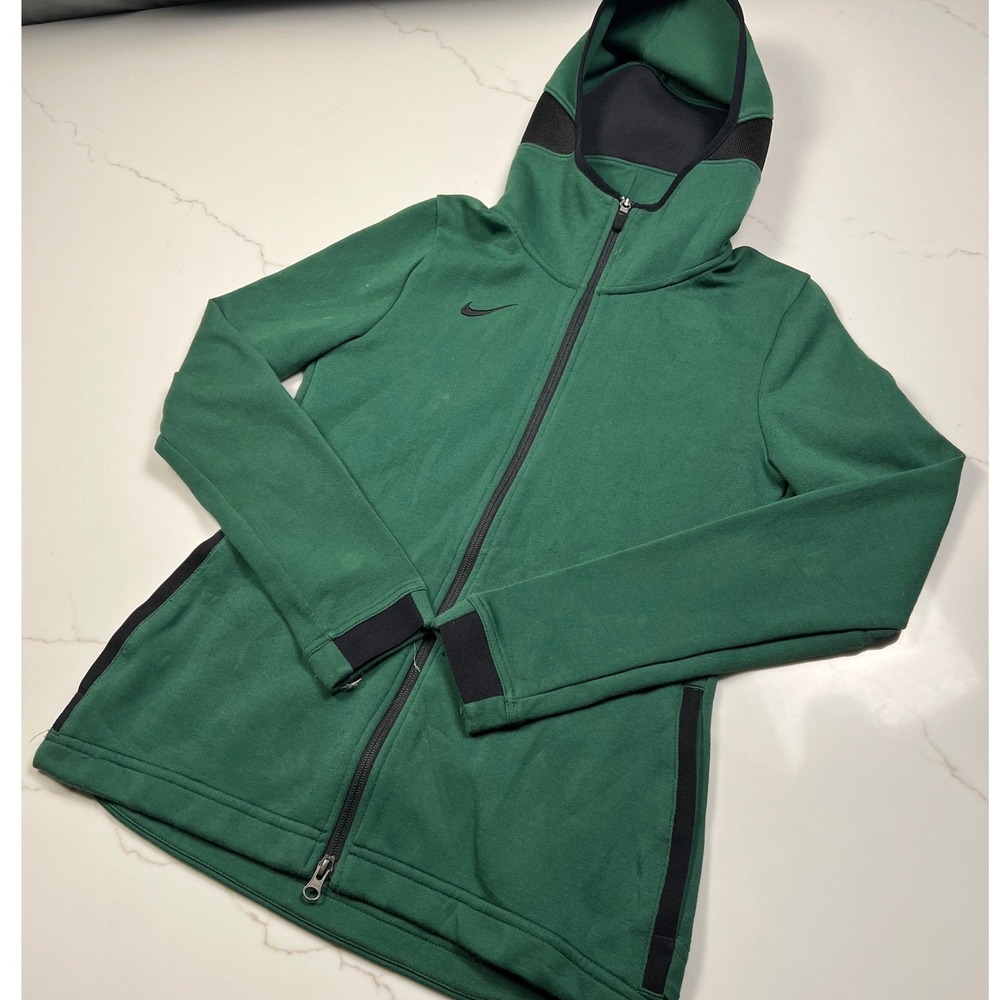Nike tech Full Zip Hoodie Womens Small Green Dri-Fit Scuba Hood Jacket